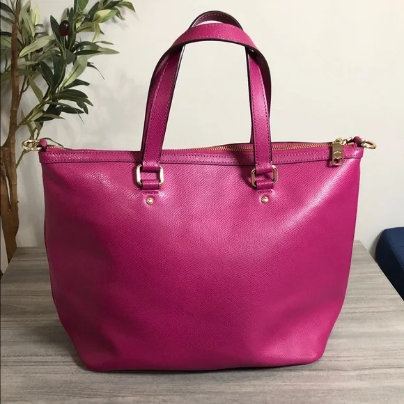 Coach Pink Cranberry Leather Tote (BG1) - Picture 3 of 13